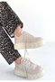 Emwa Beige Leather Lace-Up Sneakers - 2