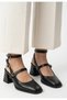 Towep Black Leather Heeled Shoes Black - 2