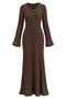 Brown Button Detailed Long Dress - 1725