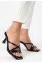 Rufi Black Patent Leather Heeled Slippers - 3