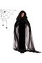 Halloween Women's Black Hooded Cape,Costume Black Long Veil Tulle Ghost Bride Costume,Holidays Costume Adult Cloak, Cosplay Sorceress Costume Witch Black Dress - 8