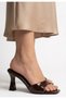 Jova Brown Patent Leather Heeled Slippers - 3