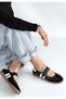 Menja Black Leather Velcro Ballerina Shoes - 5