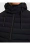 Black Thin Quilted Hooded Coat Vest 50279329-Vr046 - 7