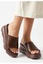 Lata Brown Skin Wedge Heel Slippers - 2