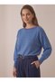 Purple Blue Striped Crew Neck Ribbed Detailed Knitwear Sweater