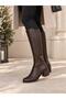 Brown Buckle Detail Heeled Boots - 2