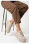 Kutu Beige Leather Laced Sports Shoes