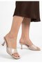 Redi Beige Patent Leather Heeled Slippers