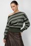 6988 Women's Asymmetrical Rib Cut Boat Neck Knitwear Sweater Light Khaki