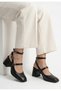 Towep Black Leather Heeled Shoes Black - 3