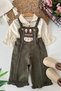 Baby Girl 2-Piece Set with Rabbit Appliqué and Ruffle Detail Velvet Overalls - Green