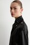 Opales Women's Black Blouse with Shoulder Pads and Belt Detail, Double-Breasted Closure - 6