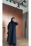 Bibed Cotton Trench Coat Navy Blue - 4