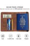 RFID Passport Holder, Slim PU Travel Wallet with Passport Pocket, 4 Card Slots, 2 SIM Slots, Cash & Boarding Pass Storage, Elastic Closure, Brown - 3