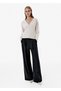 Rip Detail Deep V-Neck Ecru Knitwear - 2