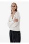 Rip Detail Deep V-Neck Ecru Knitwear - 3