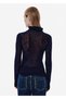 Fine Textured Micro Sequin Navy Blue Knitwear Top - 5