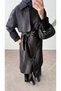 Belted Trench Coat - Black - 4