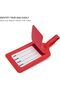 PU Luggage Tag, Travel ID Tag with Privacy Flap, Card, Reinforced Stitching & Secure Buckle Attachment Strap, Red - 2