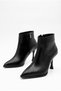 Women's Pointed Toe Zippered Thin High Heeled Black Dömi Boots (10 cm Heel)