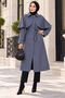 Women's Anthracite Cape Detailed Belted Buttoned Long Trench Coat Nbft015 - 2