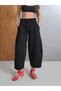 Women's Bersh Barrel Model Foldable Belted Sweatpants with Leg Stoppers - Three-Thread Ribbed Cotton Fabric