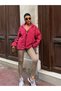 Women's Pink Zippered Oversize Plush Sweatshirt - 8