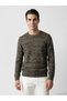 Nevavm Farkıyla Lcwaikiki Classic Khaki Knitwear Patterned Oval Collar Men's Sweater