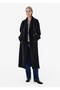 Regular Fit Belt Detail Double Breasted Black Coat