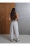 Women's Bersh Barrel Model Foldable Belted Sweatpants with Leg Stoppers - Three-Thread Ribbed Cotton Fabric - 3