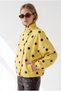Women's Polka Dot Yellow Buttoned Pocketed Lined Bomber Jacket Ckt-19000544