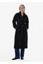 Regular Fit Belt Detail Double Breasted Black Coat - 4