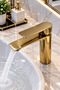 Gold Fixed Sink Faucet – Shiny Gold Finish, Modern Design - 3