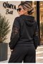 Lucky Life Women's Lace Detailed Hooded Cotton Jacket & Pants Double Set - 8