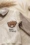 Baby Boy Brown Ecru Teddy Bear Embroidered 2-Piece Set |   100% Cotton, Polo Collar, Stylish and Comfortable Baby Coat - 4