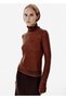 Fine Textured Micro Sequin Brown Knitwear Top - 3