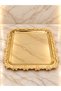 2 Pcs Presentation Tray & Coffee & Tea Tray - Full Gold Tray with Cast Flower Frame - 2
