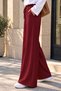 Women's Scuba Fabric Basic Full Length Striped Palazzo Trousers 3251 Claret Red - Premium Series - 2