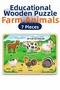 Wooden Colorful Farm Animals 7-Piece Educational Take-It-Down Puzzle Set – Wooden Puzzle Game for Children
