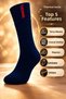 Women's and Men's Winter Thermal Towel Socks Set of 3 (Black) - 2
