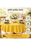 Polka Dot Round Yellow Tablecloth – Liquid Repellent, Stain Resistant, Custom Size Options Available - 7