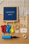 Superhero Birthday Decoration Classic Set Dark Blue Felt Letter Board with Stand and Balloon Chain - 3