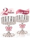 Aşkan'A 2-Piece XL Large Size 400 ml Pink Bowknot Footed Glass Bowl Set, Magnolia, Ice Cream Bowl, Dessert and Presentation Bowl