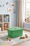 Large 17 Liter 40X30X20 cm Polypropylene Plastic Organizer with Green Lid - Toy Box and Storage Basket - 4