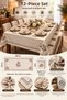 12-Person Dining Set Lavinia Pattern Printed Gardenia Fabric - 3