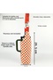 Handmade Orange and White Gingham Thermos Flask Cover with Handle and Straw 1.18 - 2