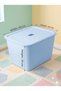 3 Pieces of Ultra Large 24 Liter 40X30X30 cm Polypropylene Plastic Organizer with Blue Lids - 3-Piece Toy Box and Storage Basket - 7