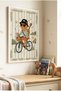 1 Piece White Wooden Framed Riding Guitarist Cat Concept Wooden Painting - Children's and Baby's Room and Home Decoration Painting - 2