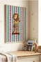 1 Piece Real Wood Framed Lion Pattern Wooden Painting with Striped Background and Scooter - Children's and Baby's Room and Home Decoration Painting - 2